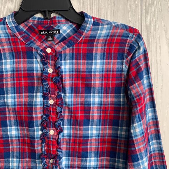 J. Crew Mercantile Multicolor Plaid Long Sleeve Top Size Medium - Picture 2 of 4